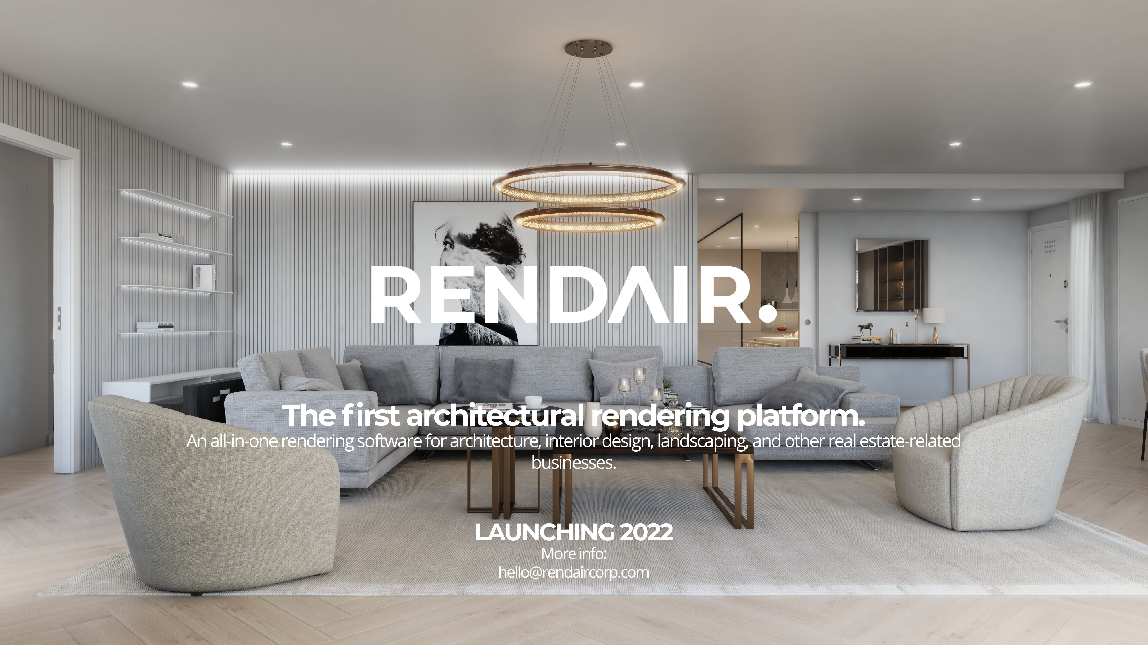 Rendair
        The first architectural rendering platform.
        An all-in-one rendering software for architecture, interior design, landscaping and other real-state related businesses.
        Launching 2022
        More info: hello@rendaircorp.com