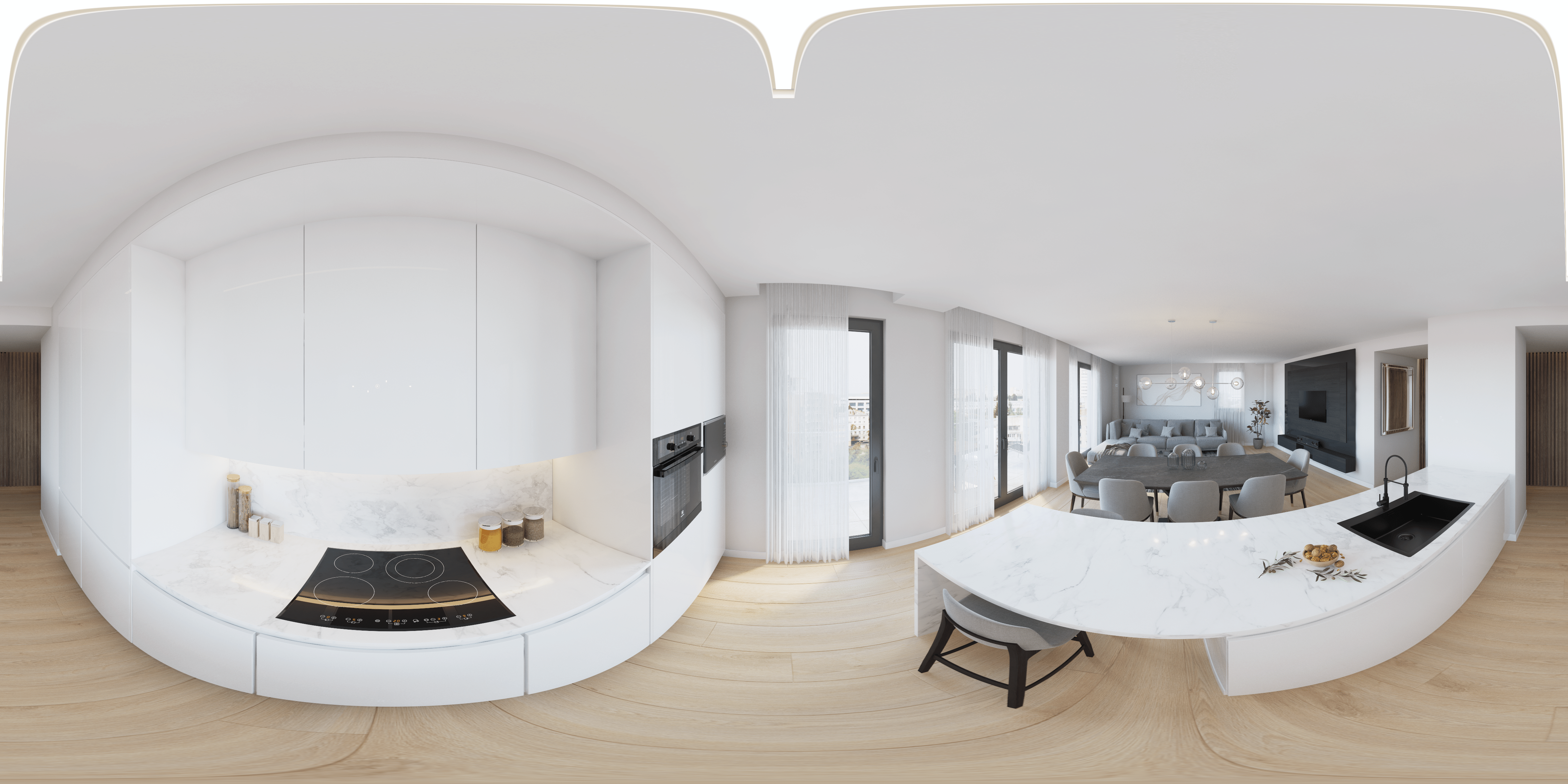 Architecture rendering for real estate company in new york with wolf kitchen, marble countertop, views of central park for only 300$
