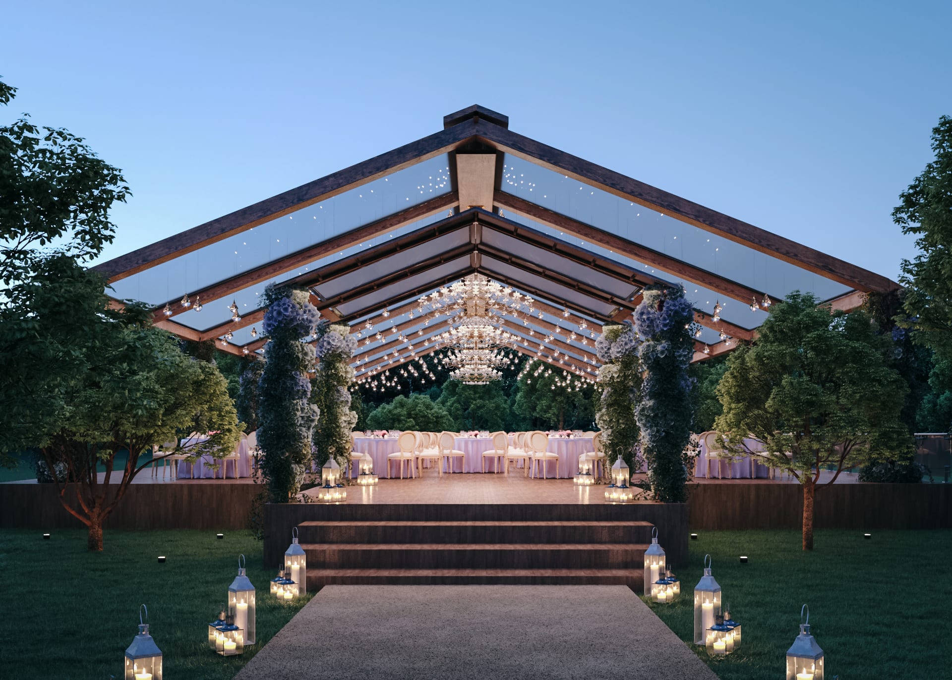 Incredibly accurate render image of high profile wedding tent for wedding planner stephanie cove near barcelona for only 300$